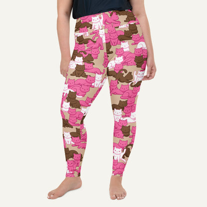 Mocha Blush Camo Cat Plus Size Leggings