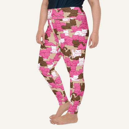 Mocha Blush Camo Cat Plus Size Leggings