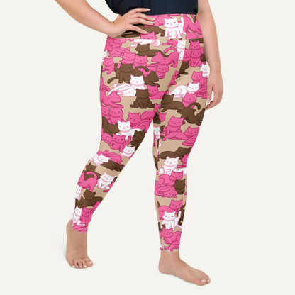 Mocha Blush Camo Cat Plus Size Leggings