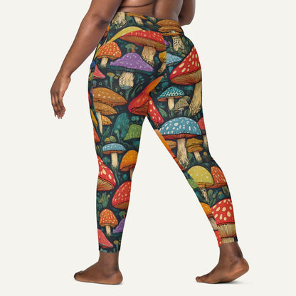 Mushroom Jungle Crossover Leggings With Pockets