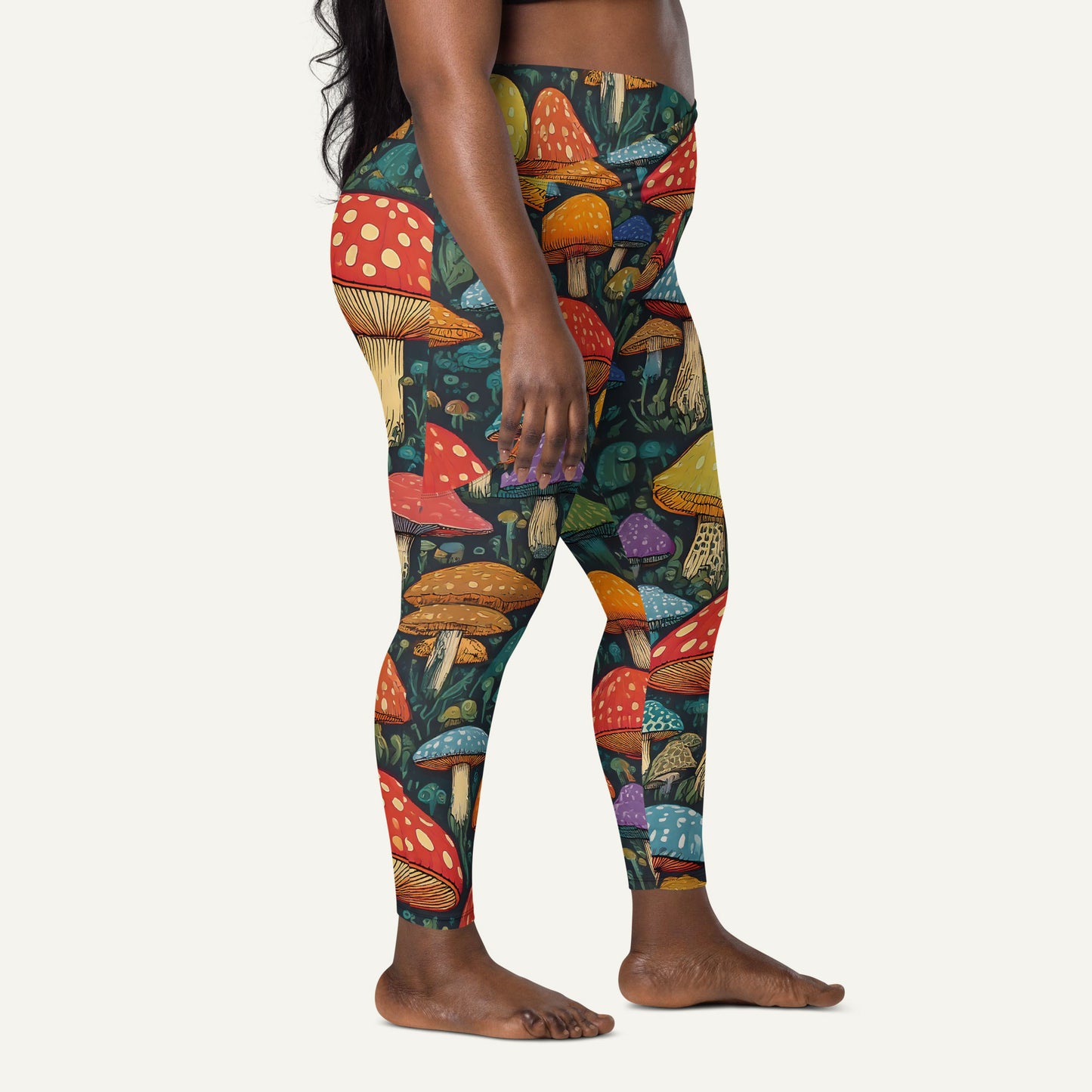 Mushroom Jungle Crossover Leggings With Pockets