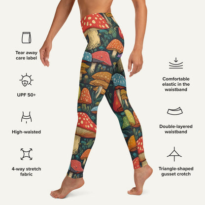 Mushroom Jungle High-Waisted Leggings