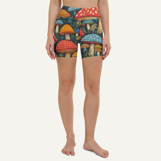 Mushroom Jungle High-Waisted Shorts