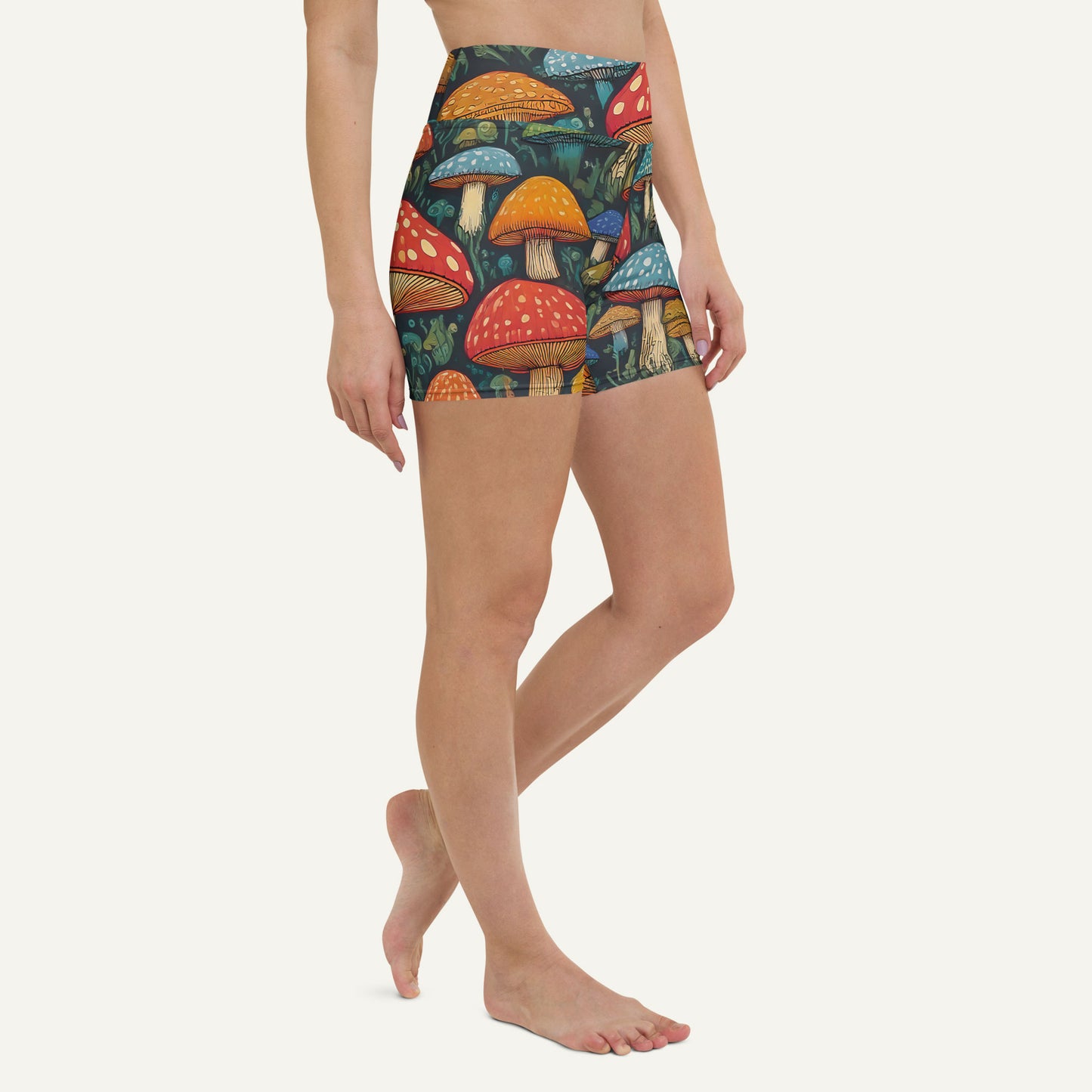 Mushroom Jungle High-Waisted Shorts