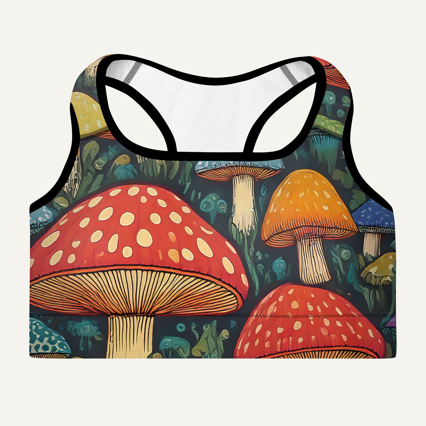 Mushroom Jungle Padded Sports Bra