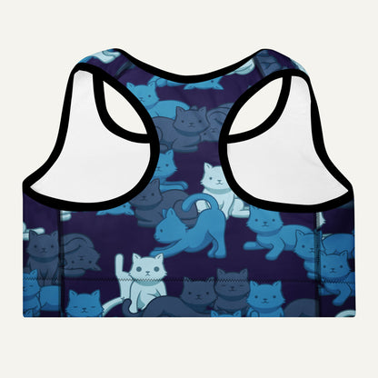 Navy Camo Cats Padded Sports Bra