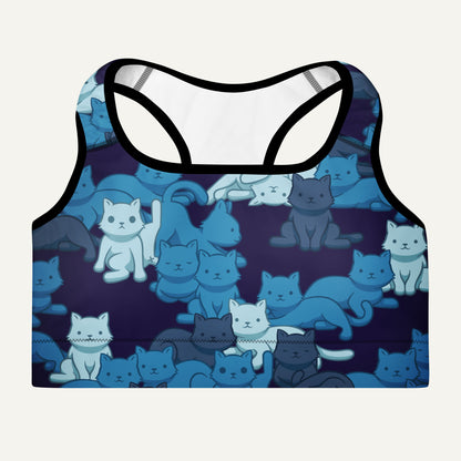 Navy Camo Cats Padded Sports Bra