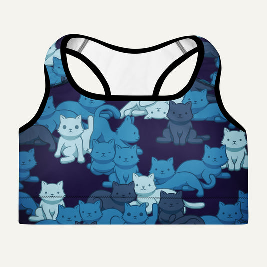 Navy Camo Cats Padded Sports Bra