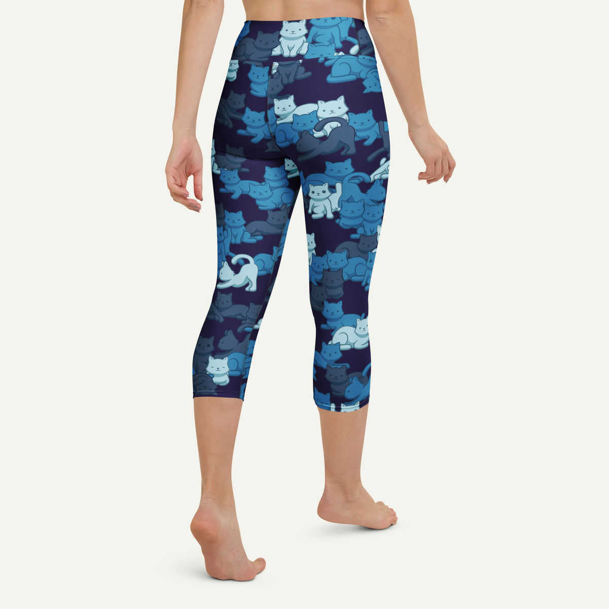 Navy Camo Cats High-Waisted Capri Leggings