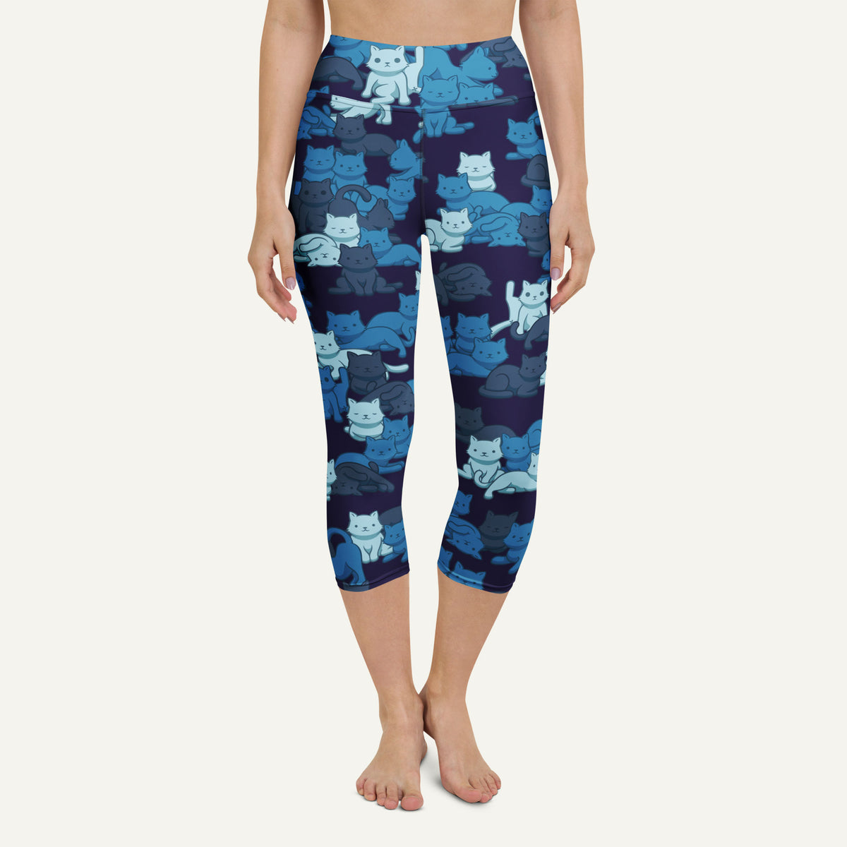 Navy Camo Cats High-Waisted Capri Leggings