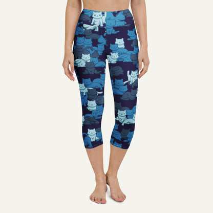 Navy Camo Cats High-Waisted Capri Leggings