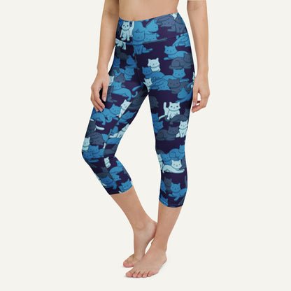 Navy Camo Cats High-Waisted Capri Leggings