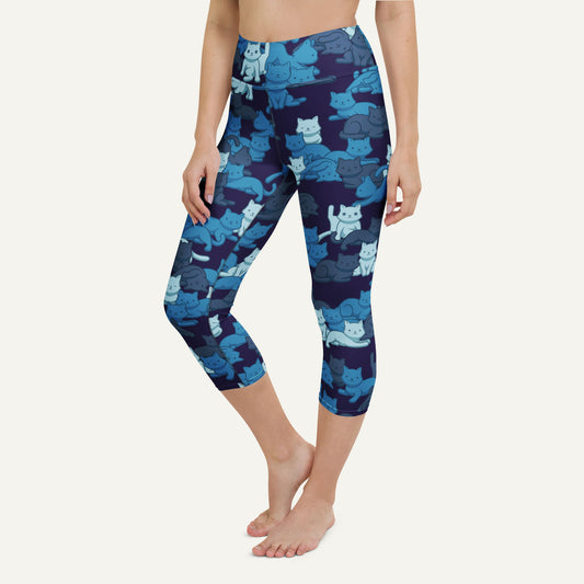 Navy Camo Cats High-Waisted Capri Leggings