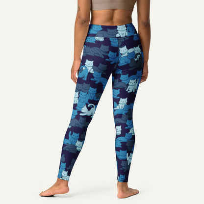 Navy Camo Cats High-Waisted Leggings