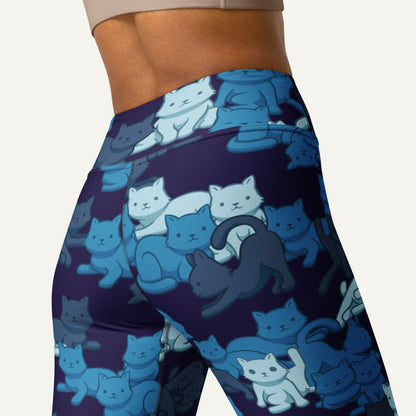 Navy Camo Cats High-Waisted Leggings