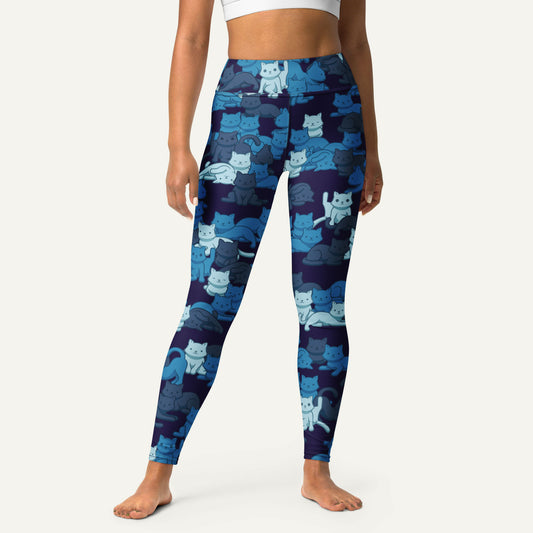 Navy Camo Cats High-Waisted Leggings
