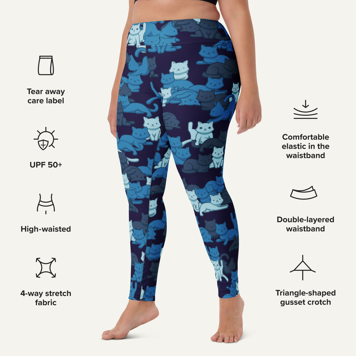 Navy Camo Cats High-Waisted Leggings