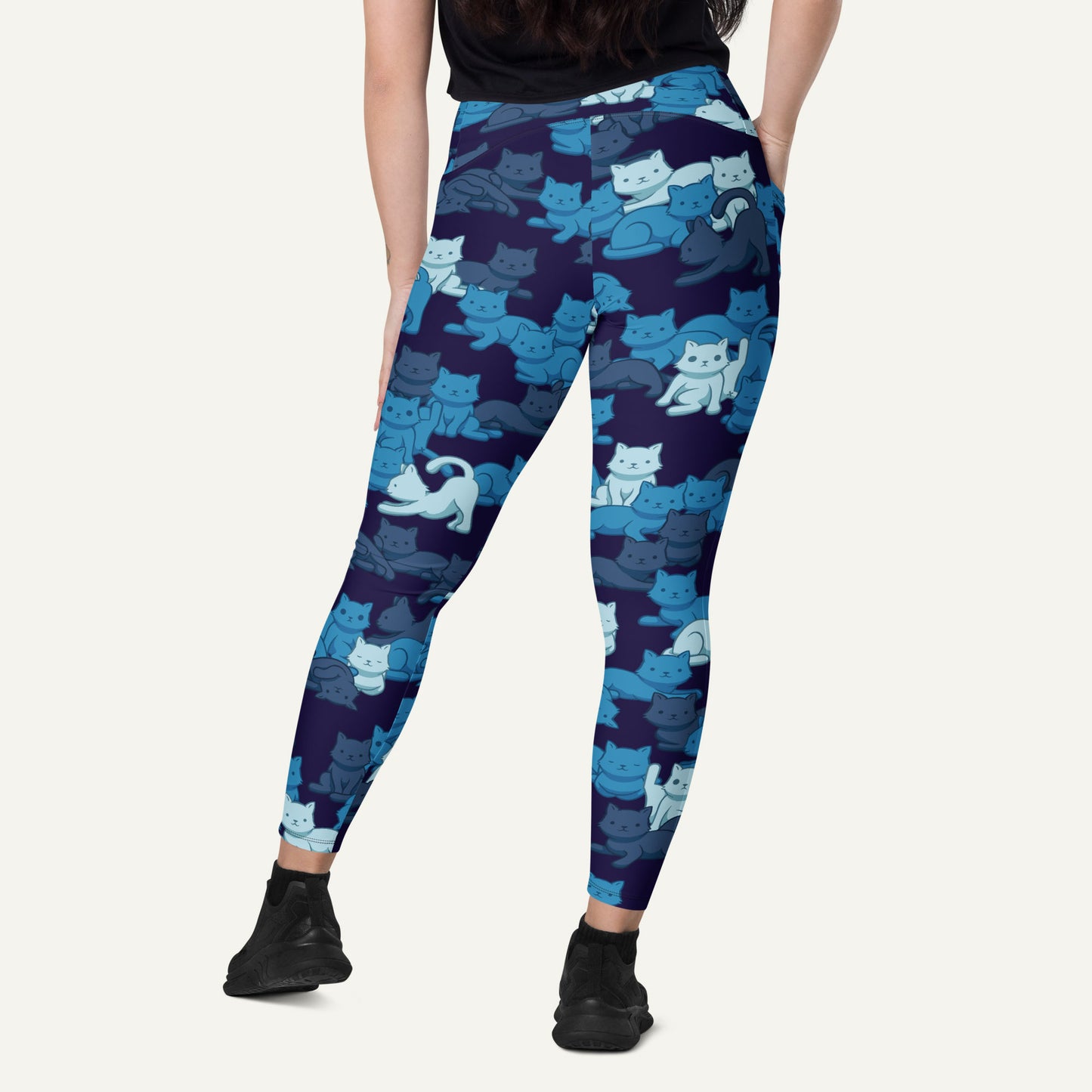 Navy Camo Cats Pocket Leggings