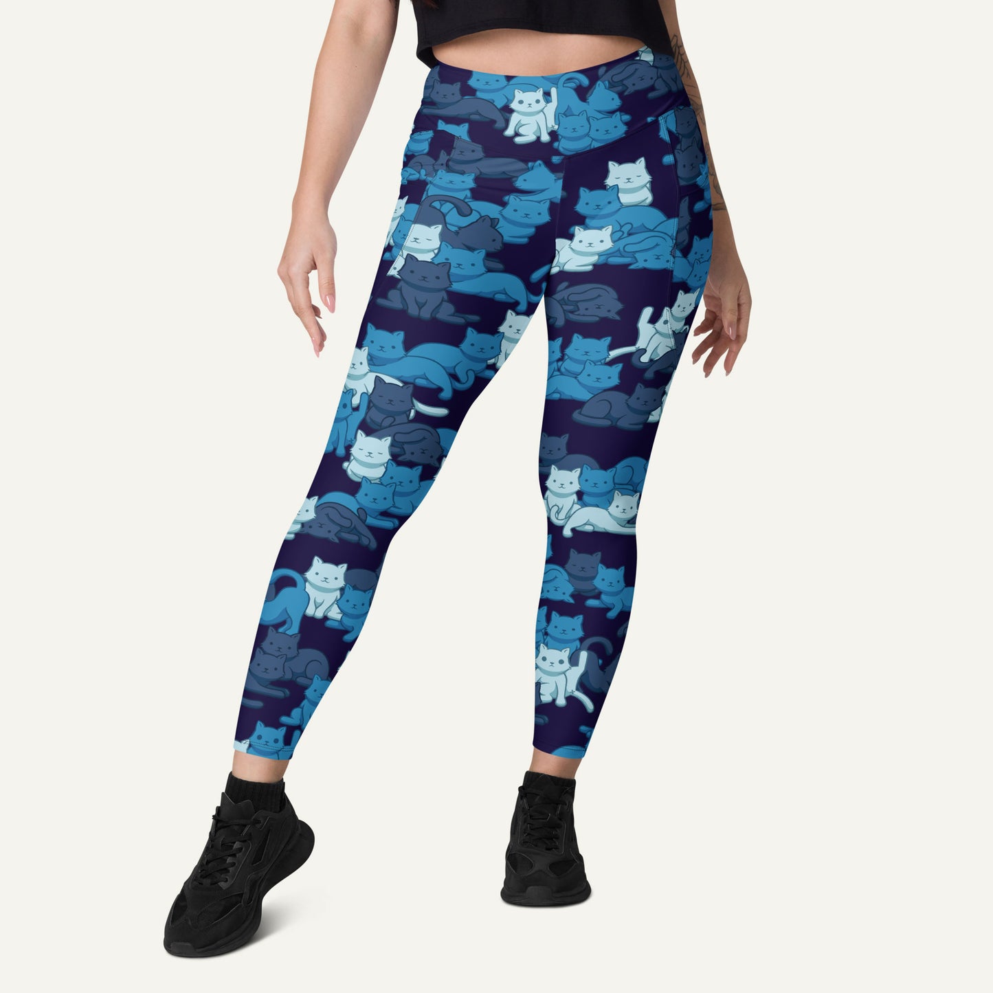 Navy Camo Cats Pocket Leggings
