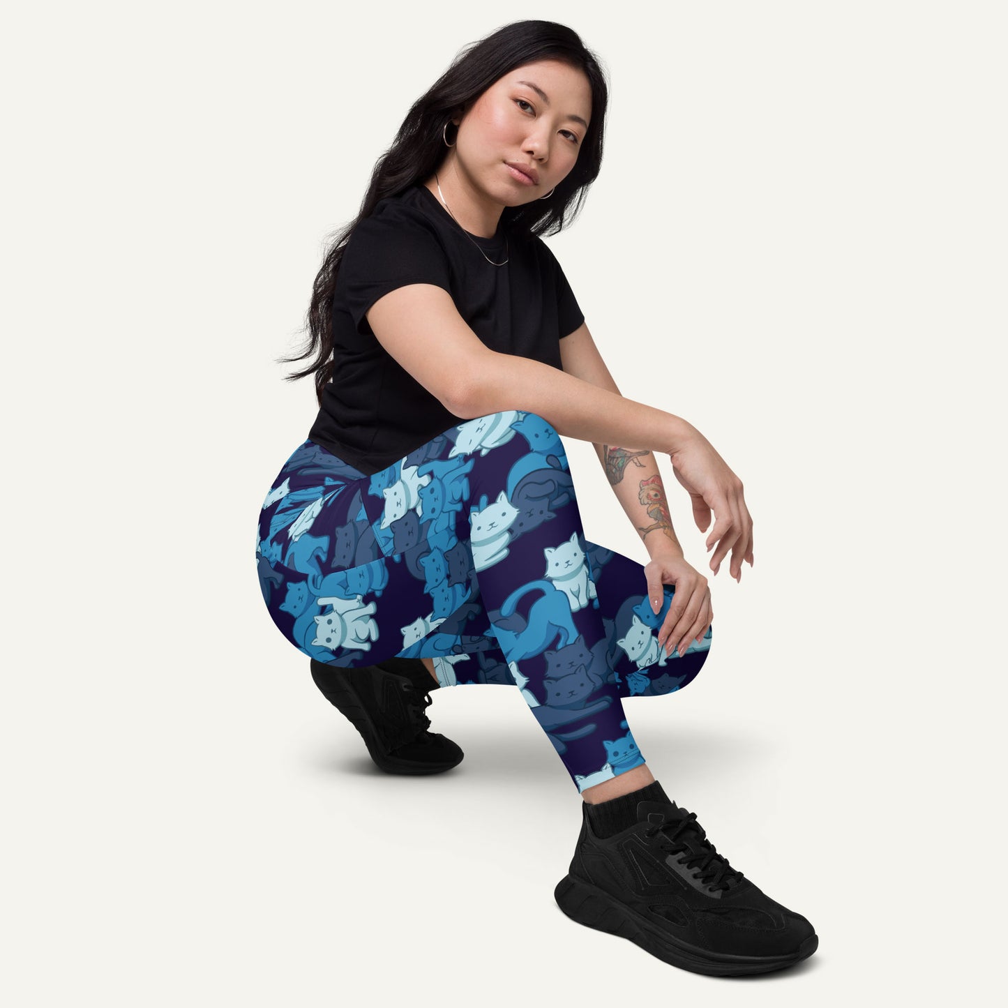 Navy Camo Cats Pocket Leggings