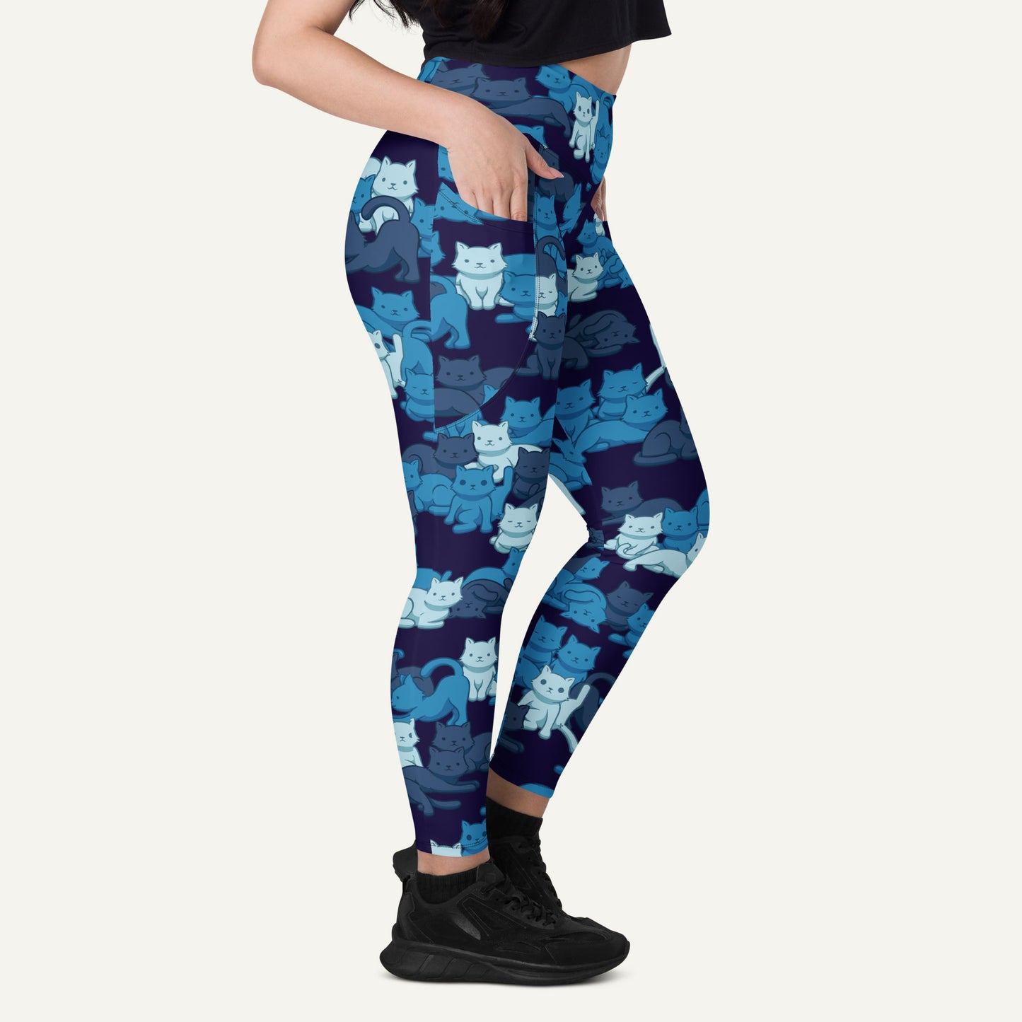 Navy Camo Cats Pocket Leggings