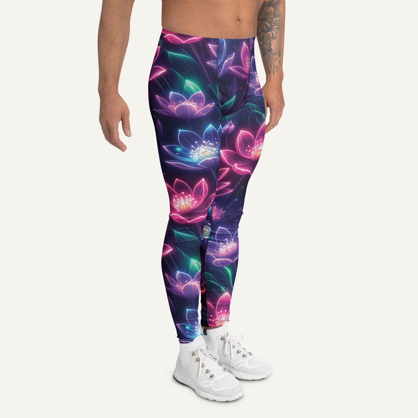 Neon Floral Print Men’s Leggings