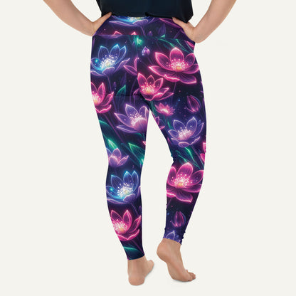 Neon Floral Print Plus Size Leggings