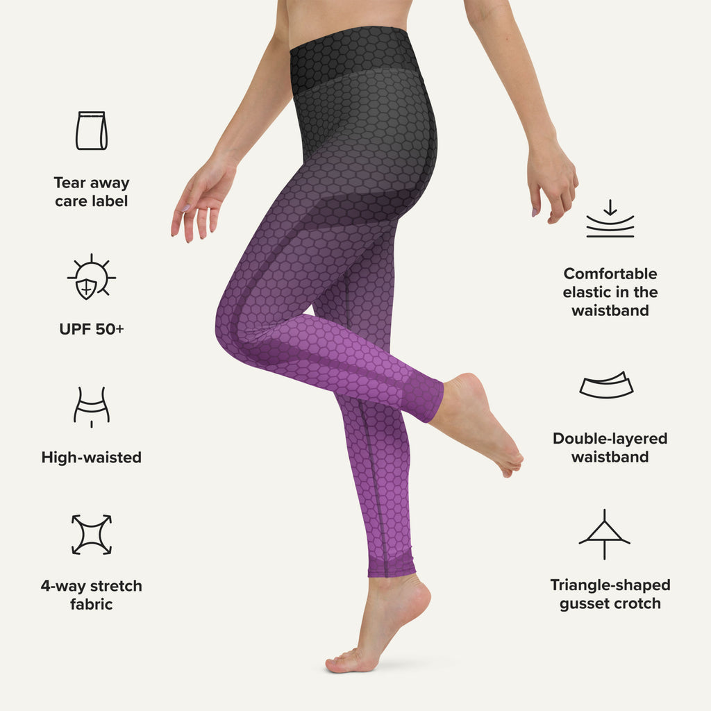Ombre Hexagon Gray-Purple High-Waisted Leggings