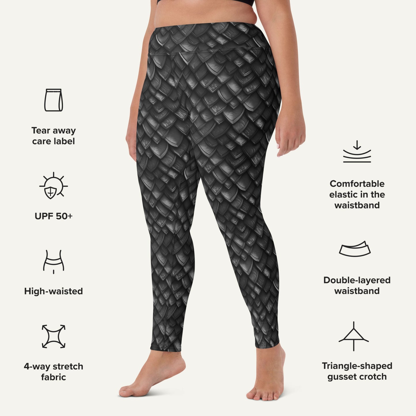 Onyx Dragon Scales High-Waisted Leggings