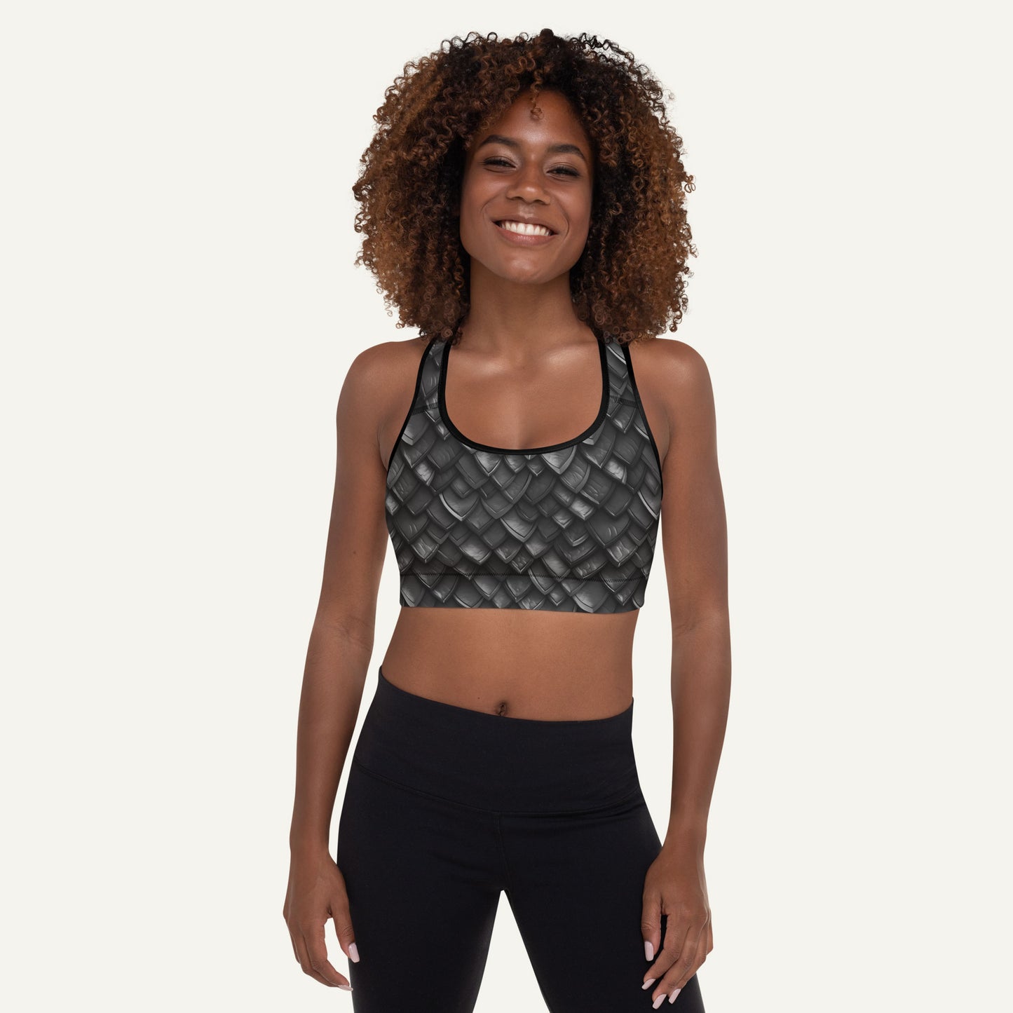 Onyx Dragon Scales Padded Sports Bra