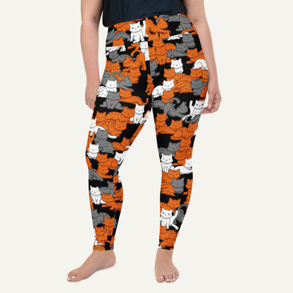 Orange Gray Tabby Camo Cat Plus Size Leggings