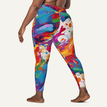 Paint Splatters Crossover Leggings With Pockets