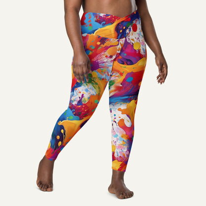 Paint Splatters Crossover Leggings With Pockets