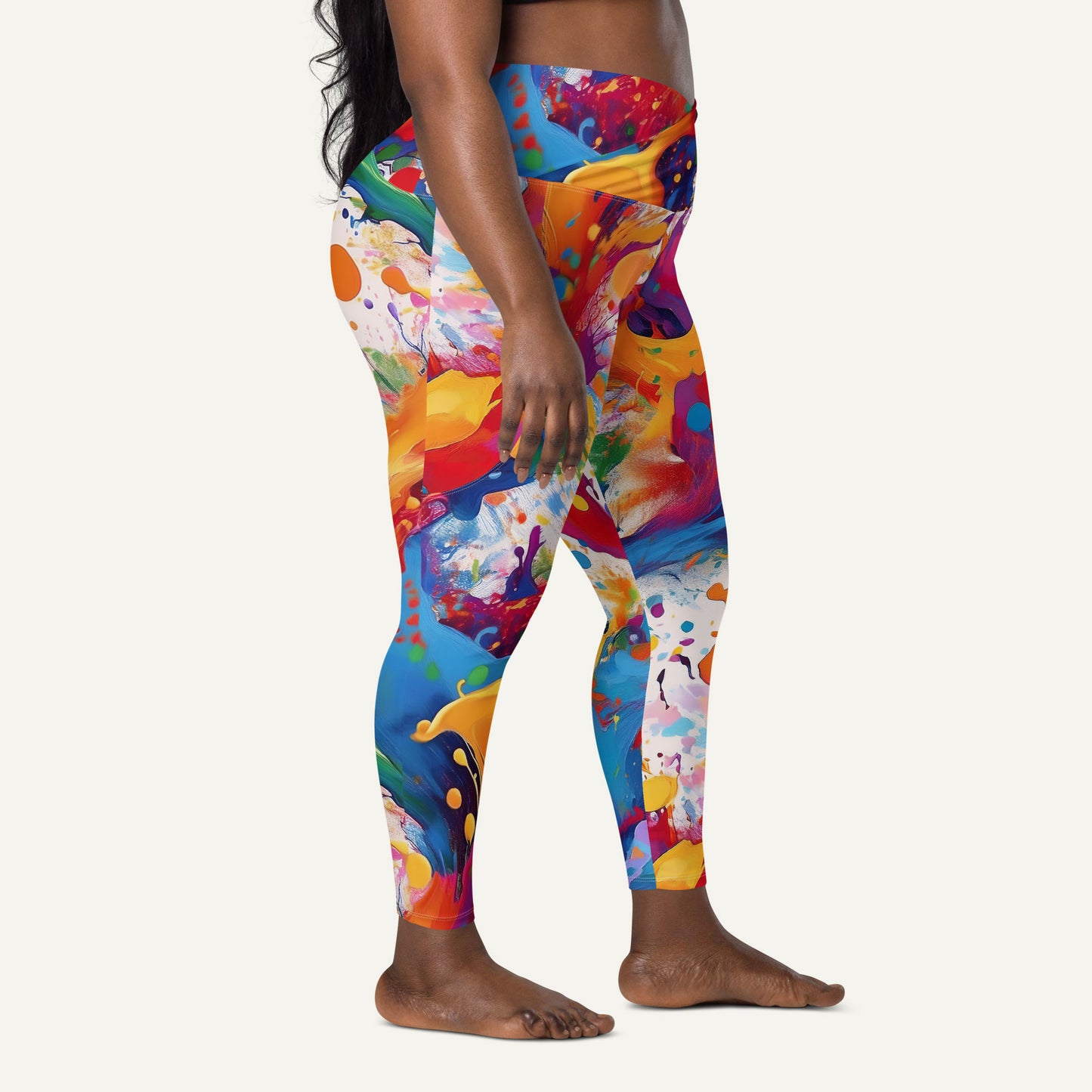 Paint Splatters Crossover Leggings With Pockets