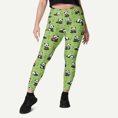 Panda Party Crossover Leggings With Pockets