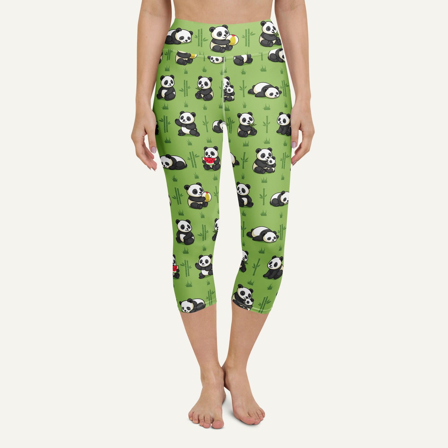 Panda Party High-Waisted Capri Leggings