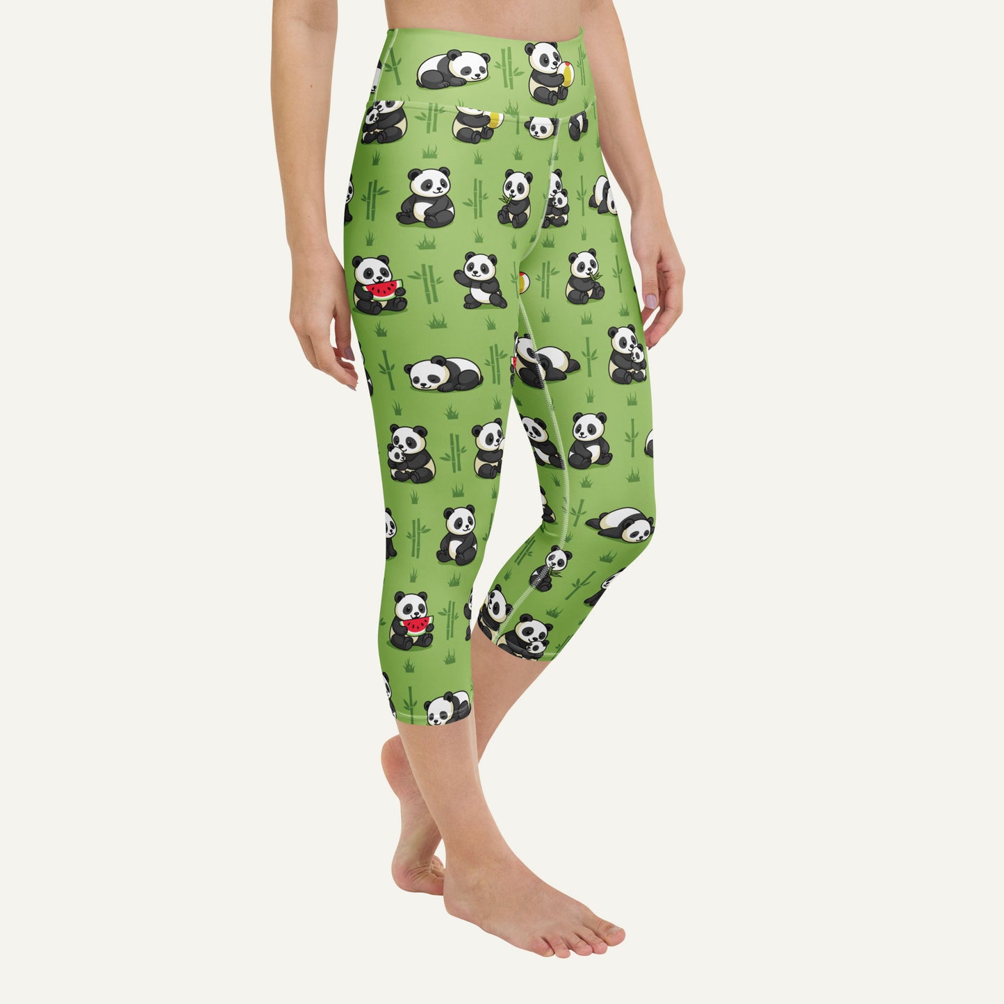Panda Party High-Waisted Capri Leggings