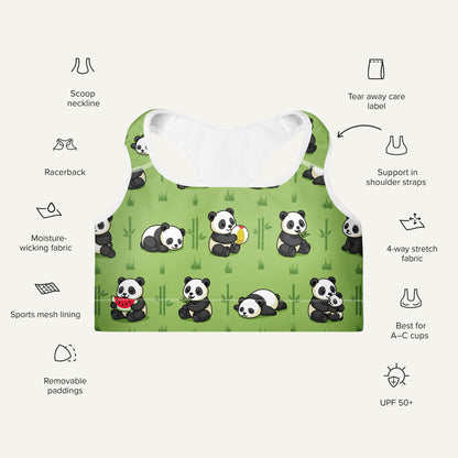 Panda Party Padded Sports Bra
