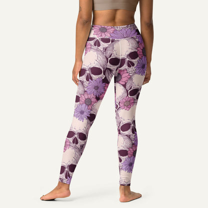 Pastel Floral Skulls High-Waisted Leggings