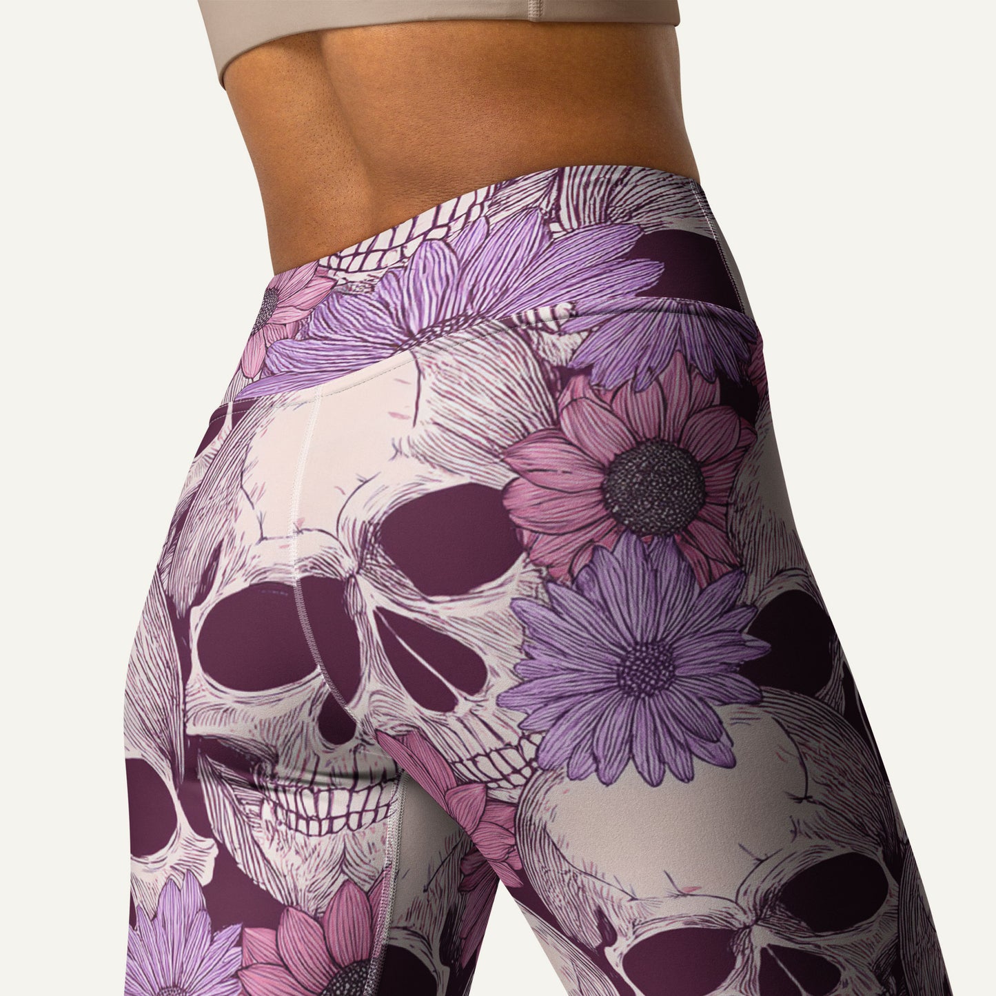 Pastel Floral Skulls High-Waisted Leggings