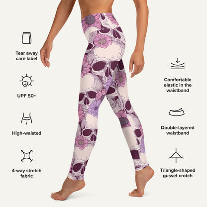 Pastel Floral Skulls High-Waisted Leggings