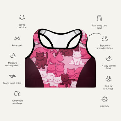 Pink Camo Cat Sport Padded Sports Bra