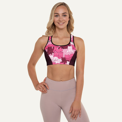 Pink Camo Cat Sport Padded Sports Bra