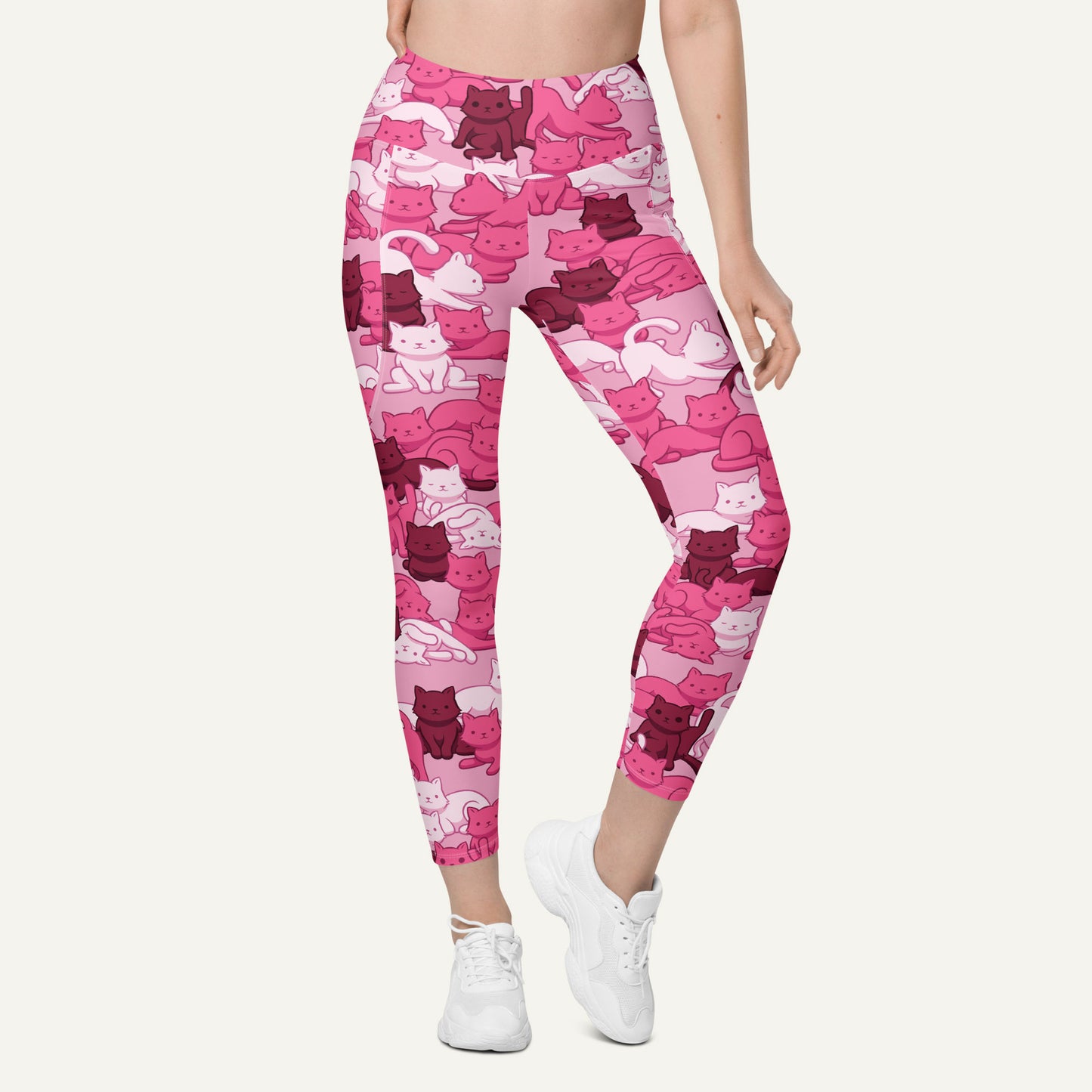 Pink Camo Cat Pocket Leggings