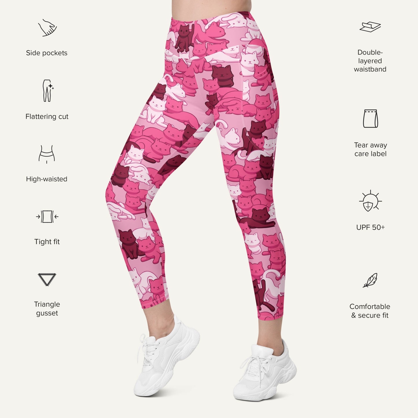 Pink Camo Cat Pocket Leggings