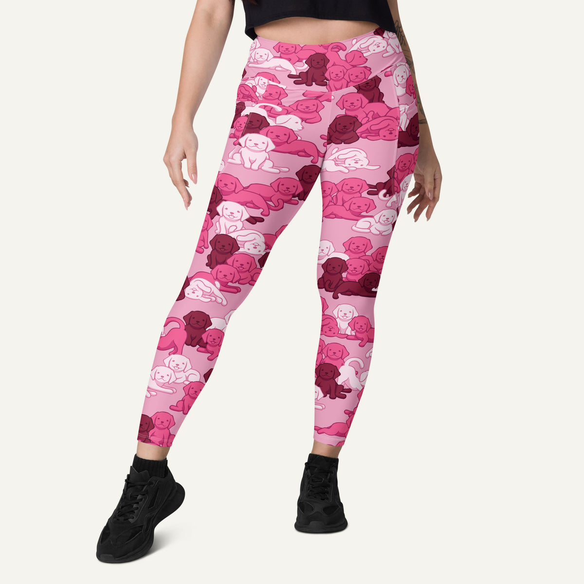 Pink Camo Pups Pocket Leggings