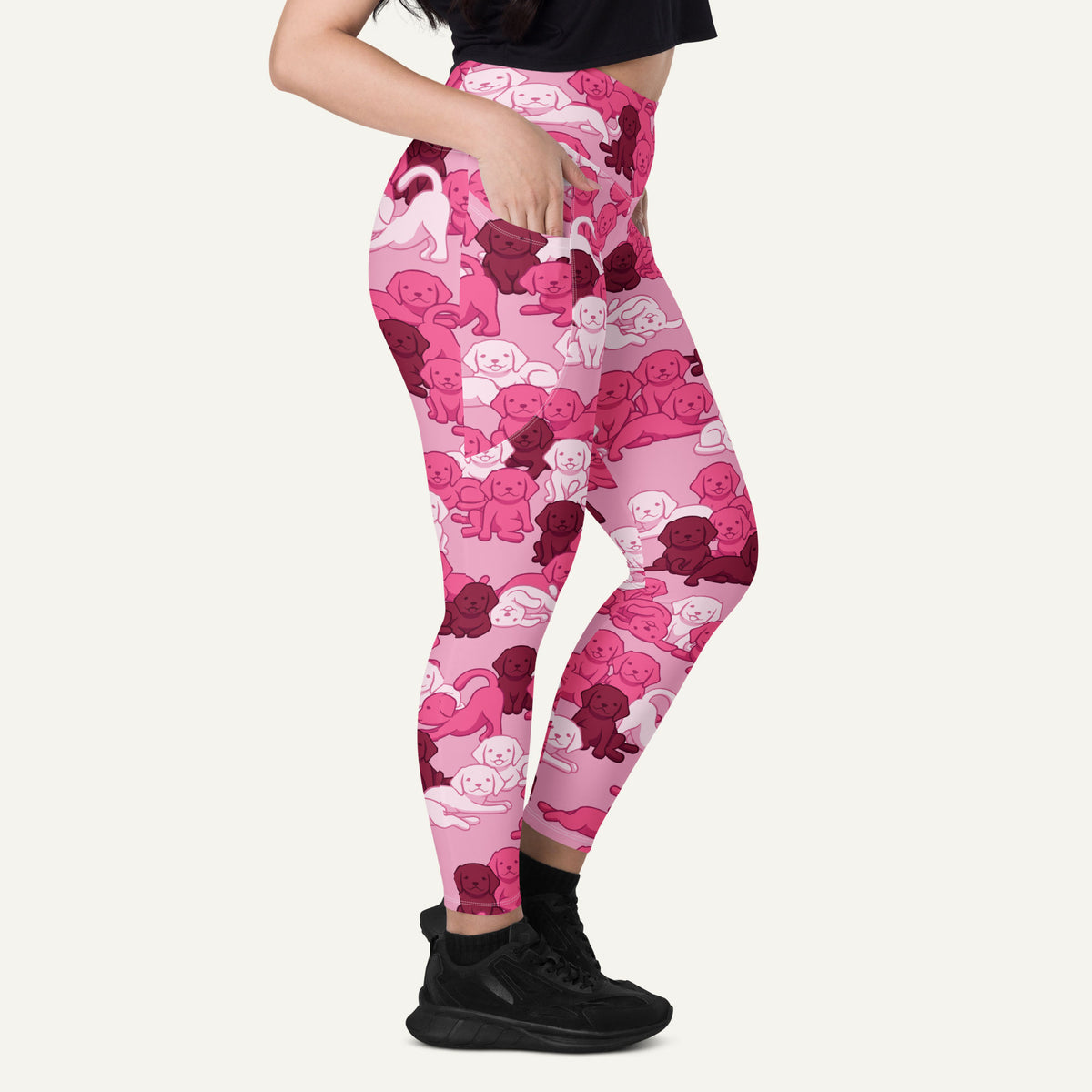 Pink Camo Pups Pocket Leggings