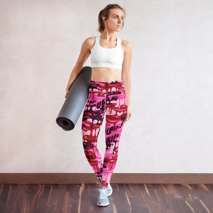 Pink Camouflage Drip High-Waisted Leggings