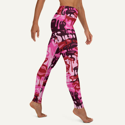 Pink Camouflage Drip High-Waisted Leggings