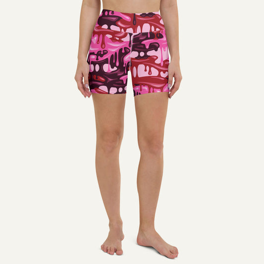 Pink Camouflage Drip High-Waisted Shorts